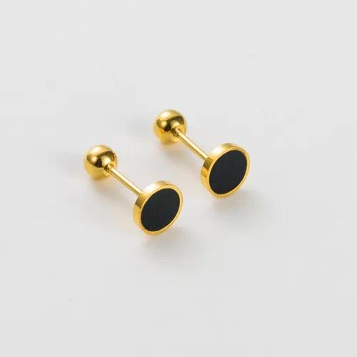 Aretes redondo negro con dorado