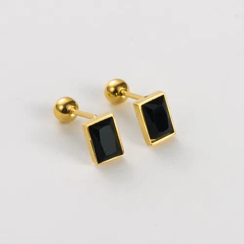 Aretes negro con dorado cuadrados