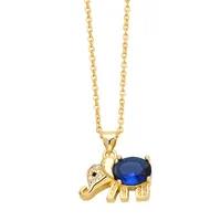 Colgante elefante dorado chapa de oro 18K color azul