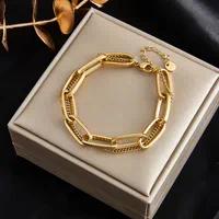 Pulsera con cadena ahuecar chapa de oro 18K